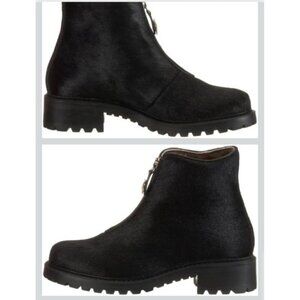 Diavolezza Women's Boots Shearling Black Ankle Boots Fur Zip Front Winter Shoes